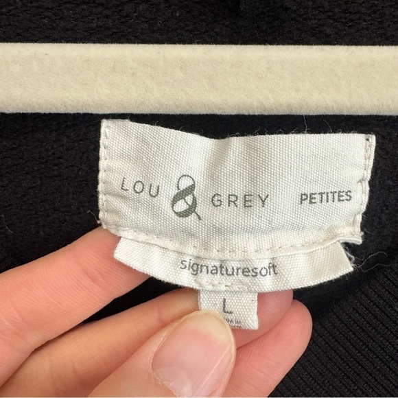 Lou & Grey Womens Large Petite Signature Soft Black Oversized Cozy Blouse Boho - Picture 3 of 8